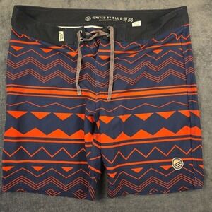 United By Blue Swim Trunks Size 38 Red And Navy Pattern